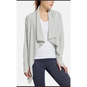 Athleta Studio Wrap Cardigan Women's Small Gray Magnetic Close Athleisure Lounge